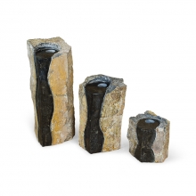 Semi-Polished Stone Basalt Columns Set of 3